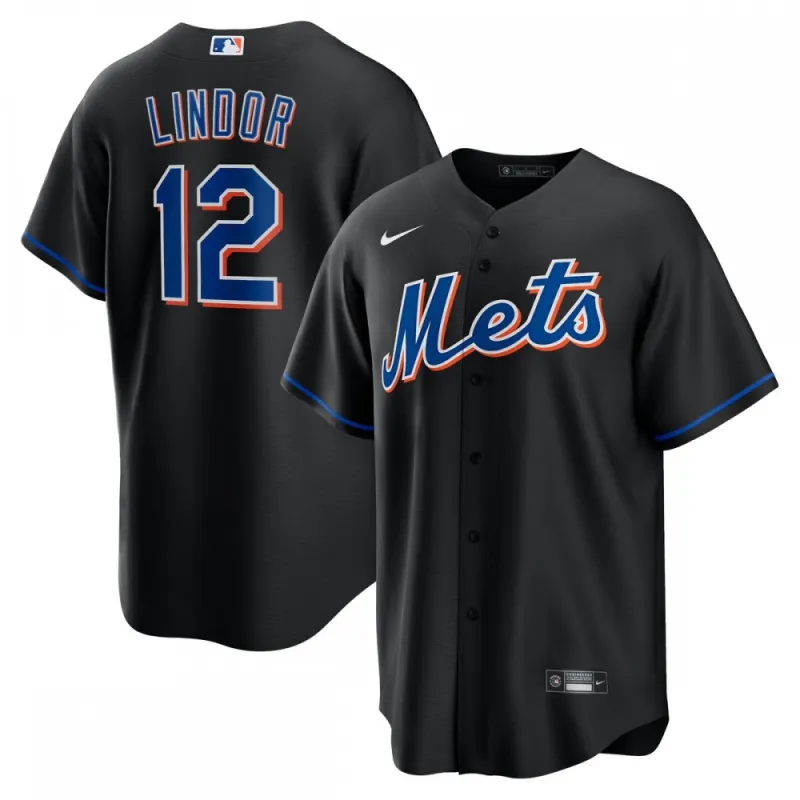 Francisco Lindor New York Mets Nike 2022 Alternate Replica Player Jersey – Black
