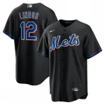 Maillot de joueur réplique alternatif Nike 2022 de Francisco Lindor (New York Mets) - Noir Francisco Lindor New York Mets Nike 2022 Alternate Replica Player Jersey – Black