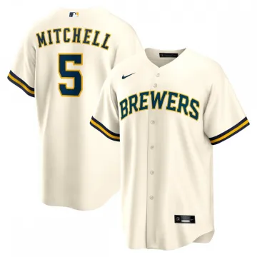 Garrett Mitchell Milwaukee Brewers - Maglia giocatore replica Nike - Crema