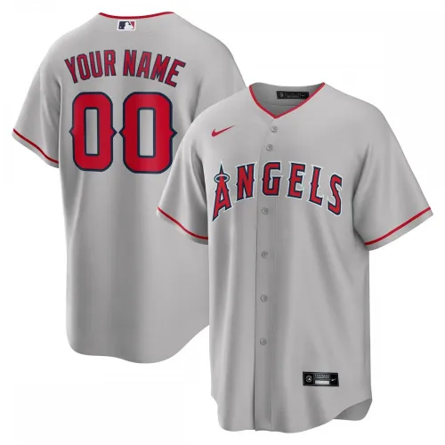 Camisola Nike de réplica personalizada dos Los Angeles Angels para jogos fora de casa - Cinza
