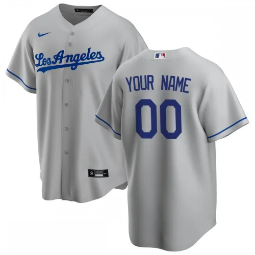 Los Angeles Dodgers Nike Road Replica Camisola Personalizada - Cinzento