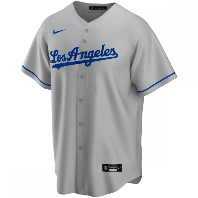 Los Angeles Dodgers Nike Road Replica Custom Jersey – Gray