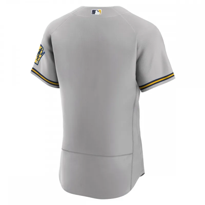 Milwaukee Brewers Nike Road Authentic Team Logo Jersey – Gray