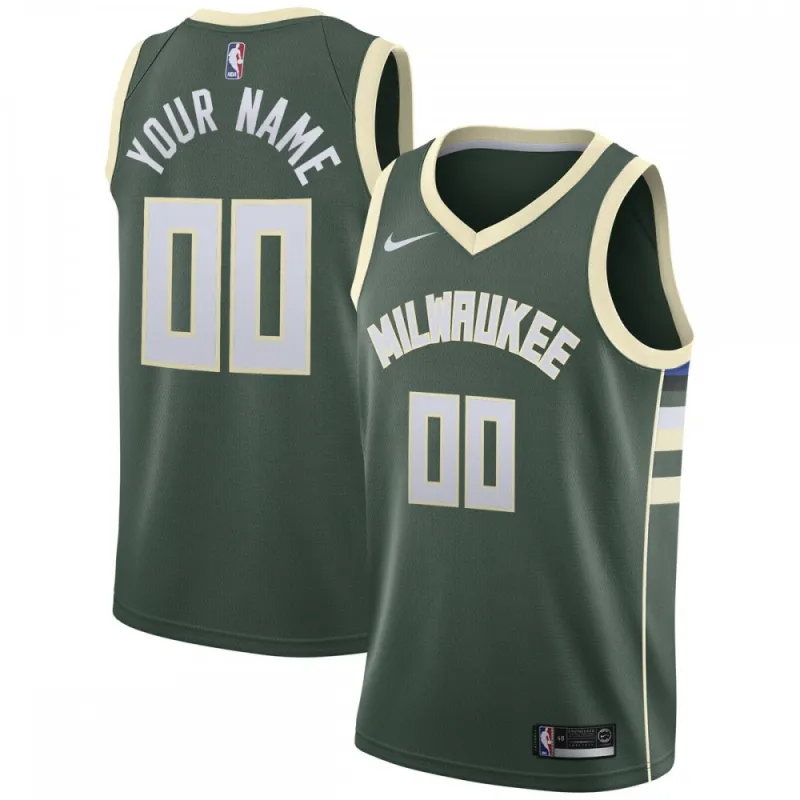 Milwaukee Bucks Nike Swingman Custom Jersey Green – Icon Edition