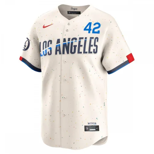 Jackie Robinson Los Angeles Dodgers Nike 2024 City Connect Limited Player Jersey – Cream