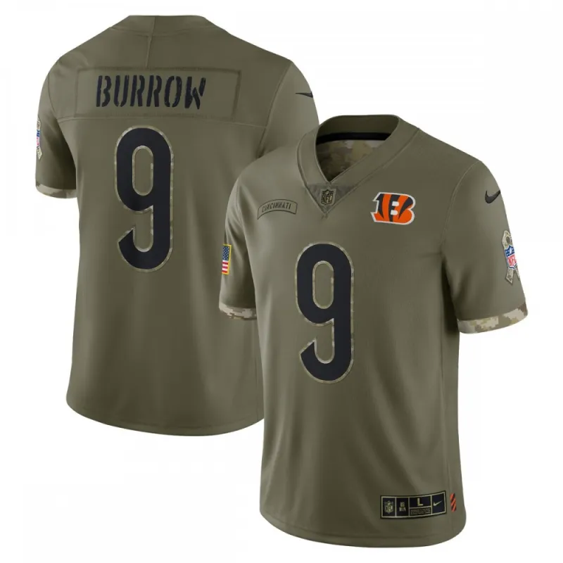 Joe Burrow Cincinnati Bengals Nike 2022 Salute To Service Limited Jersey – Olive