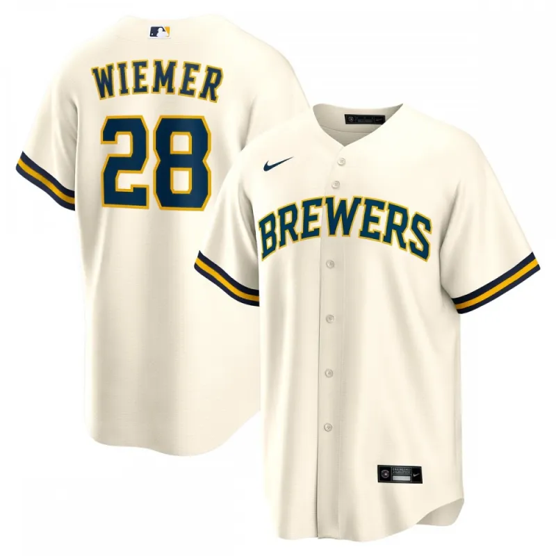 Joey Wiemer Milwaukee Brewers Nike Home Replica Player Jersey – Cream