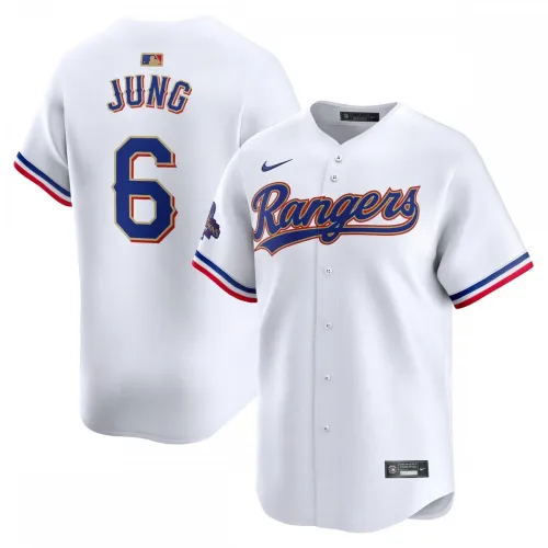 Camisa de jogador limitada da coleção Nike Gold 2024 de Josh Jung dos Texas Rangers – Branca