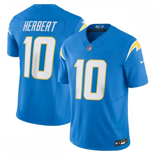 Maglia Nike Vapor F.U.S.E. in edizione limitata di Justin Herbert dei Los Angeles Chargers - Azzurro polvere