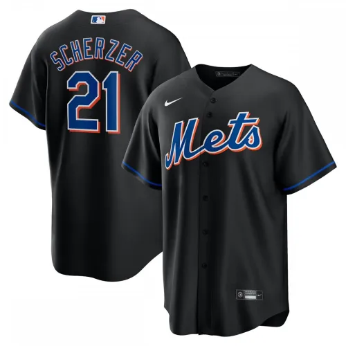 Maillot de joueur Nike « Alternate » de Max Scherzer (New York Mets) – Noir