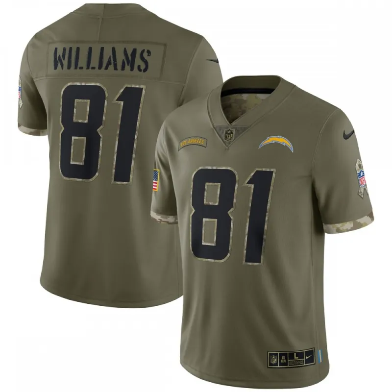Mike Williams Los Angeles Chargers Nike 2022 Salute To Service Limited Jersey – Olive
