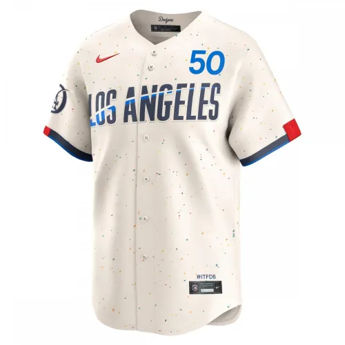 Mookie Betts Los Angeles Dodgers Nike 2024 City Connect Limited spelersshirt – Crème