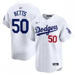 Camisa de jogador Nike Limited para jogos em casa de Mookie Betts dos Los Angeles Dodgers - Branca Mookie Betts Los Angeles Dodgers Nike Home Limited Player Jersey – White