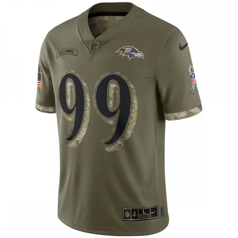 Odafe Oweh Baltimore Ravens Nike 2022 Salute To Service Limited Jersey – Olive