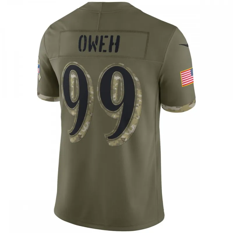Odafe Oweh Baltimore Ravens Nike 2022 Salute To Service Limited Jersey – Olive
