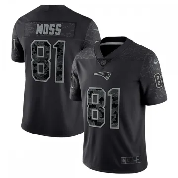 Randy Moss New England Patriots Camiseta limitada Nike RFLCTV de jugador retirado - Negra