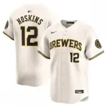 Rhys Hoskins Milwaukee Brewers Nike Home Limited Player Jersey - Crème Maillot de joueur Nike « Home Limited » de Rhys Hoskins (Milwaukee Brewers) – Crème
