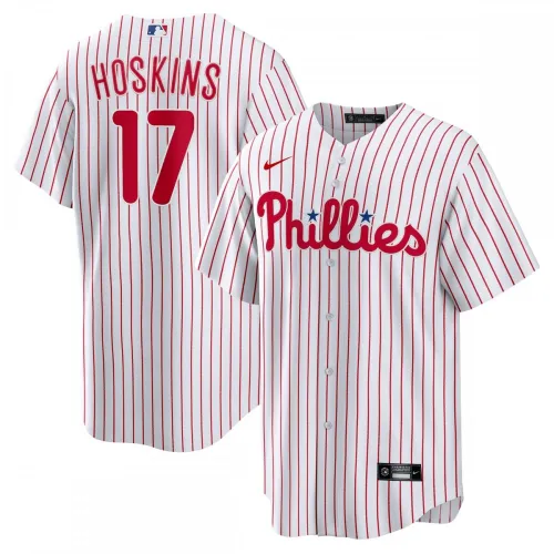 Maillot Nike « Replica » à domicile de Rhys Hoskins (Philadelphie Phillies) avec son nom – Blanc