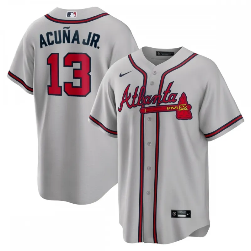Ronald Acuna Jr. Atlanta Braves Nike Road Fan edition Player Name Jersey – Gray