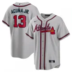Ronald Acuna Jr. Atlanta Braves Nike Road Fan edition Player Name Jersey - Gray Ronald Acuna Jr. Atlanta Braves Nike Road Fan edition Player Name Jersey – Gray