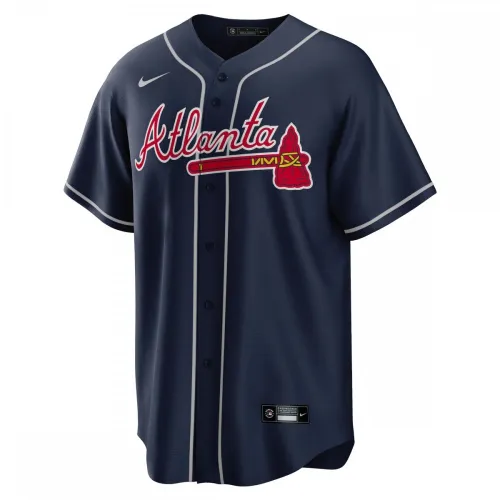 Camiseta de Ronald Acuña Jr. de los Atlanta Braves, edición alternativa para aficionados de Nike con el nombre del jugador – Azul marino