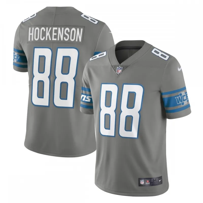 T.J. Hockenson Detroit Lions Nike Vapor Limited Jersey – Steel