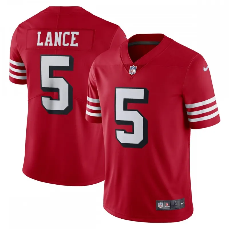 Camiseta alternativa Vapor Limited de Trey Lance de los 49ers de San Francisco de Nike – Escarlata