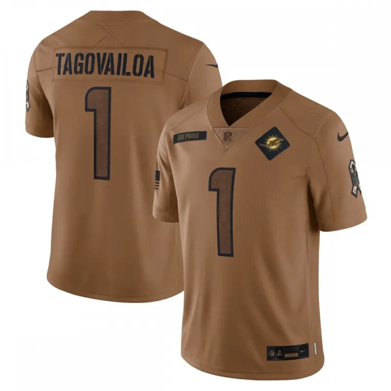 Tua Tagovailoa Miami Dolphins Nike 2023 Salute To Service Maglia Limitata - Marrone