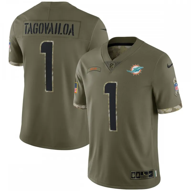 Tua Tagovailoa Miami Dolphins Nike 2022 Salute To Service Limited Jersey – Olive