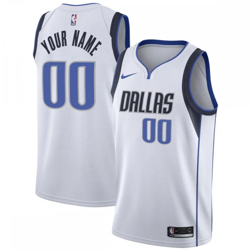 Dallas Mavericks Custom Heren Swingman Jersey Wit – Association Edition