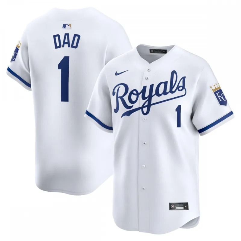 Kansas City Royals Nike #1 Dad Home Limited Jersey – White