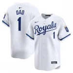 Kansas City Royals Nike #1 Dad Home Limited Jersey - White Kansas City Royals Nike #1 Dad Home Limited Jersey – White