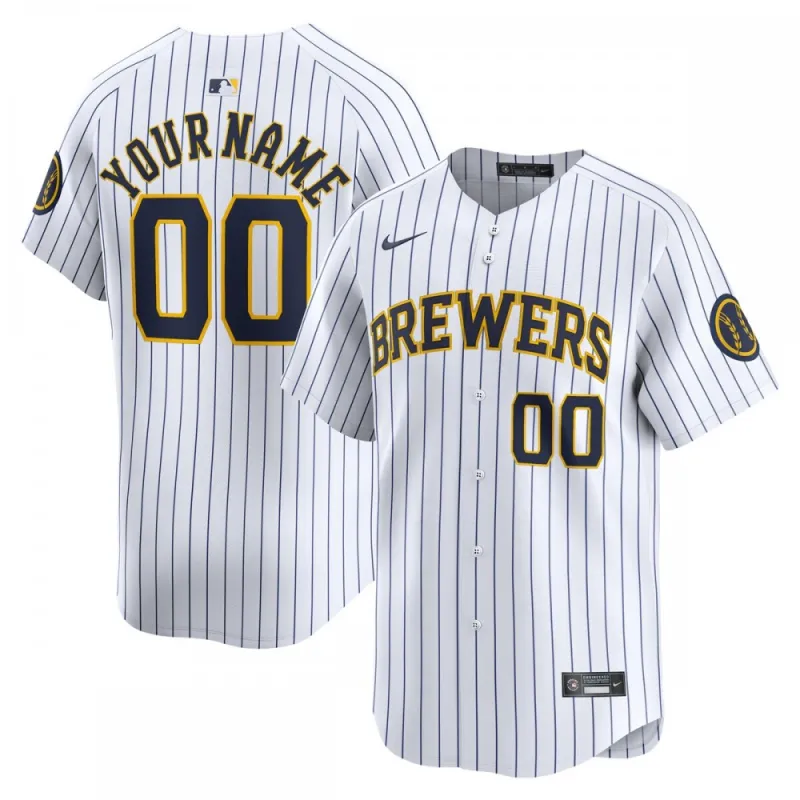 Milwaukee Brewers Nike Alternate Limited Custom Jersey – White