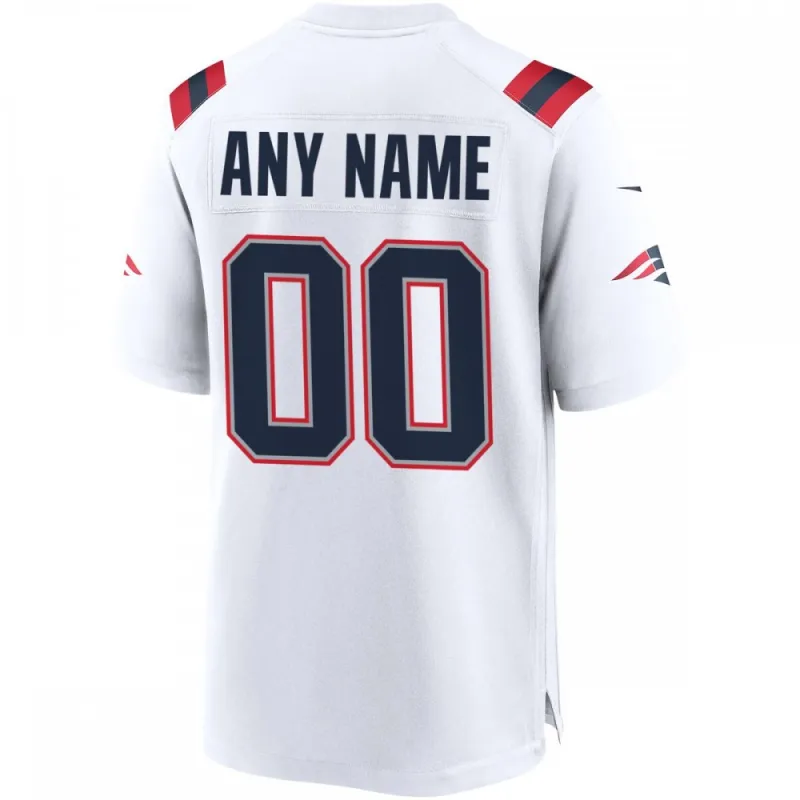 Maglia da gioco personalizzata dei New England Patriots Nike - Bianco.
