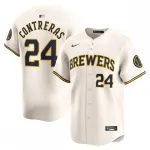 Camiseta de jugador de edición limitada para local de los Milwaukee Brewers de William Contreras (Nike) - Color crema Camiseta de jugador de edición limitada para local de los Milwaukee Brewers de William Contreras (Nike) – Color crema