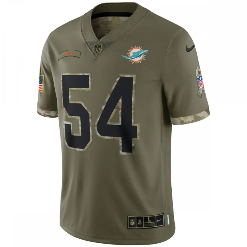 Zach Thomas Miami Dolphins 2022 Salute To Service Retired Player Limited Jersey – Olive