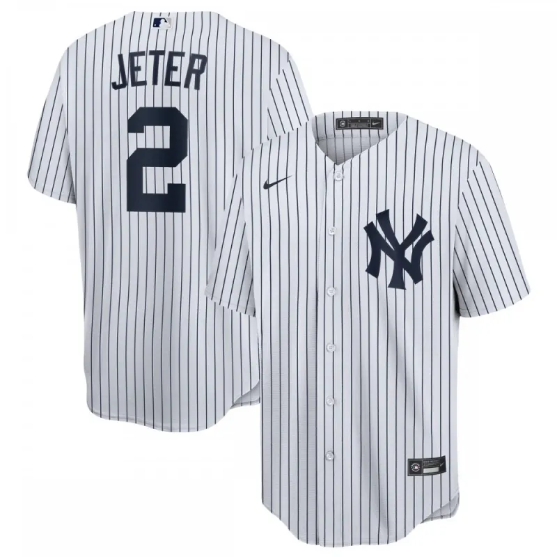 Derek Jeter New York Yankees Nike Home Replica Player Name Jersey – White/Navy