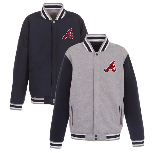 Atlanta Braves JH Design Reversible Fleece Full-Snap Jacket