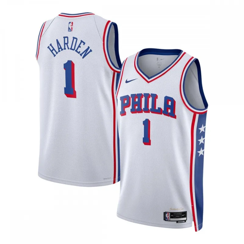 Maglia Swingman unisex Nike di James Harden dei Philadelphia 76ers – Edizione Association – Bianca