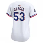 Maglia da gioco da donna Nike Adolis Garcia dei Texas Rangers, collezione Gold 2024 in edizione limitata – Bianca
