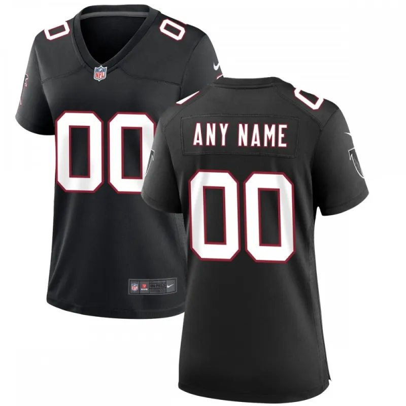 Maglia da gioco personalizzata da donna Atlanta Falcons Nike Throwback – Nera