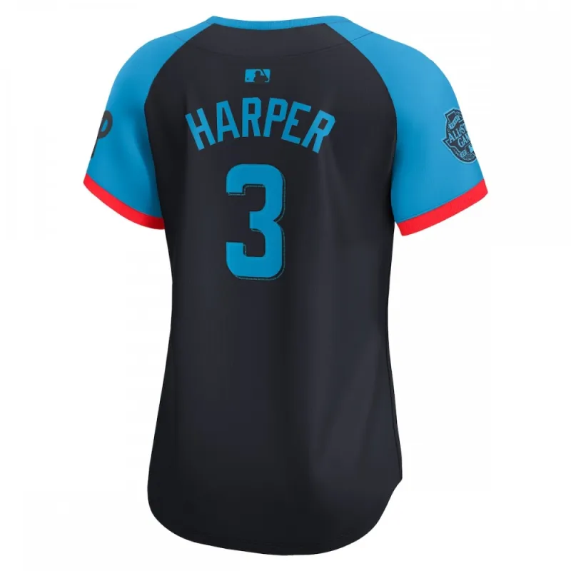 Jersey limitado de jugador de la Liga Nacional Nike 2024 MLB All-Star Game de mujer - Azul marino de Bryce Harper