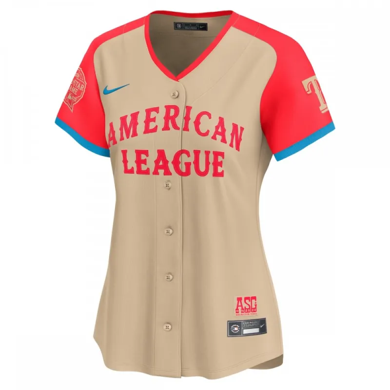 Maillot de joueuse en édition limitée Nike pour le match des étoiles de la MLB 2024, porté par Corey Seager (Ligue américaine) – Crème