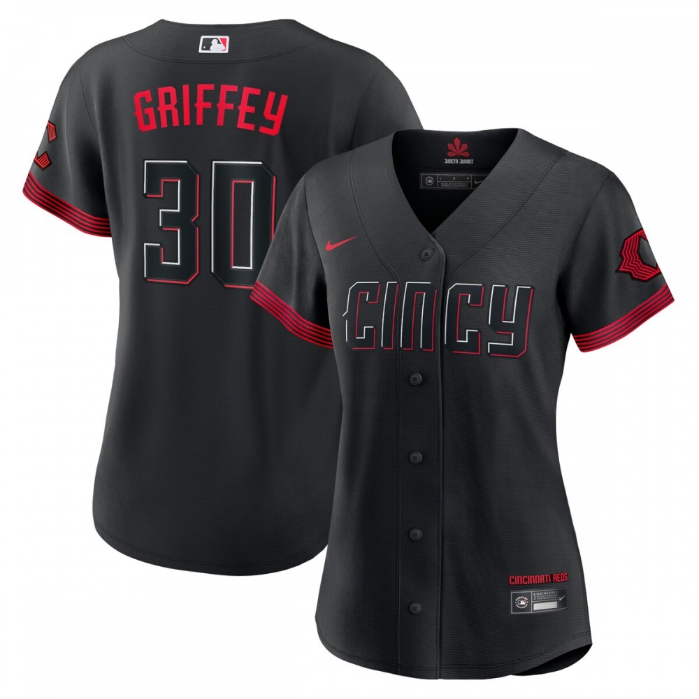 Ken Griffey Jr. Cincinnati Reds Nike Women#039;s 2023 City Connect Replica Player Jersey - Black