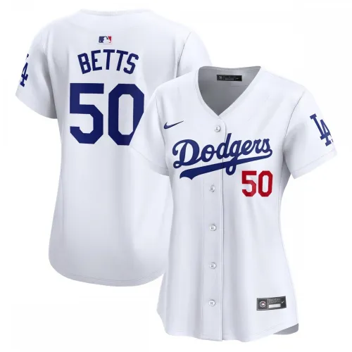 Camiseta de jugador Nike de Mookie Betts de los Dodgers de Los Ángeles, modelo «Home Limited» para mujer - Blanca