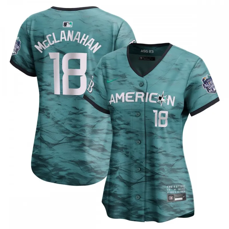 Shane McClanahan American League Nike Women’s 2023 MLB All-Star Game Limited Player Jersey – Teal
