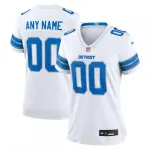 Camisola de jogo personalizada Nike para mulher dos Detroit Lions - Branco Camisola de jogo personalizada das mulheres dos Detroit Lions Nike - Branco