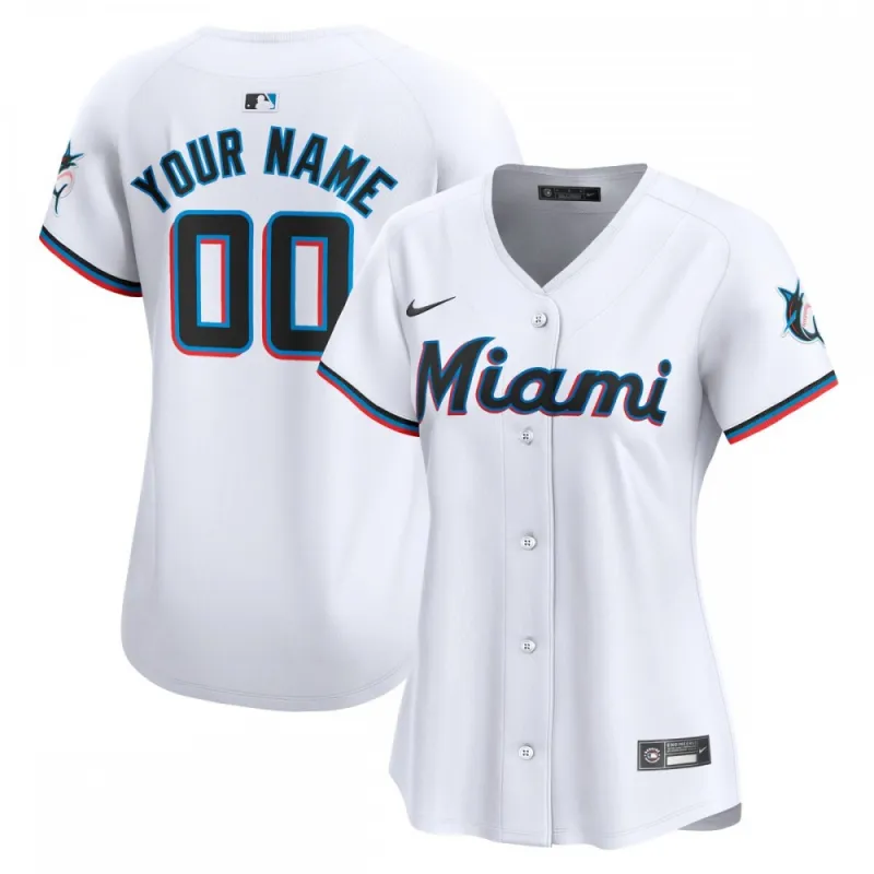 Miami Marlins Nike Women’s Home Limited Custom Jersey – White