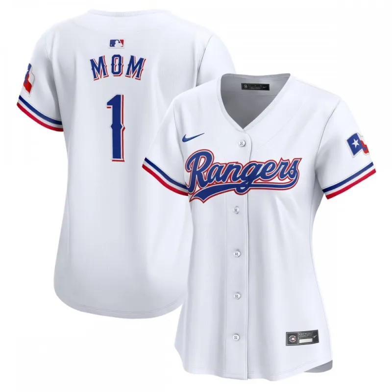 Texas Rangers Nike Women’s #1 Mom Home Limited Jersey – White