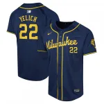 Camisa de jogador alternativa limitada Nike para jovens dos Milwaukee Brewers de Christian Yelich – Azul-marinho Camisa de jogador Nike Alternativa Limitada para Jovens dos Milwaukee Brewers, de Christian Yelich – Azul-marinho